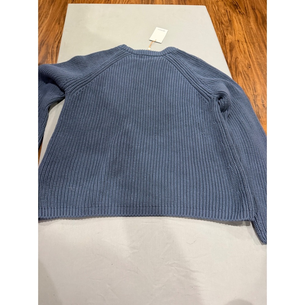 Coastal Mens Quince Organic Cotton Fisherman Crewneck Sweater L Blue
